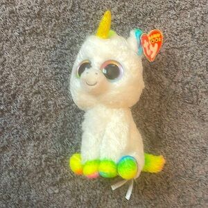 Pixy unicorn ty plush small for children and babies sparkly white rainbow
